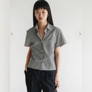 MARGARET HOWELL GINGHAM COTTON BOXEY BUTTON DOWN SHIRT SIZE 10